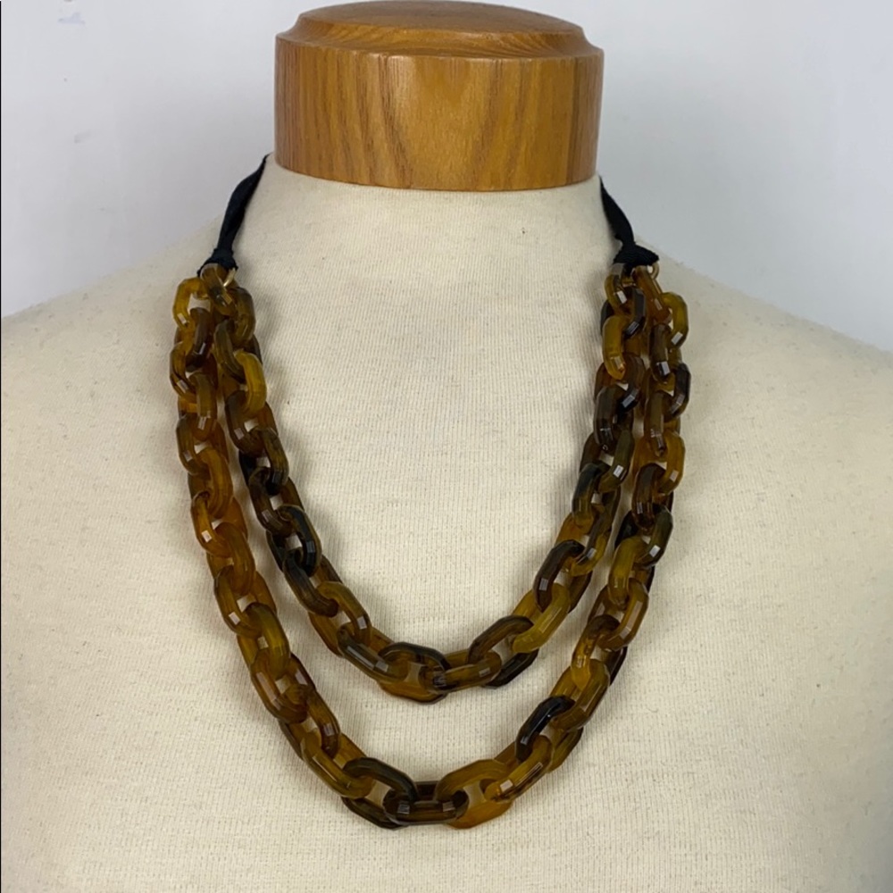 J.Crew Factory Tortoise Double Row Links Necklace